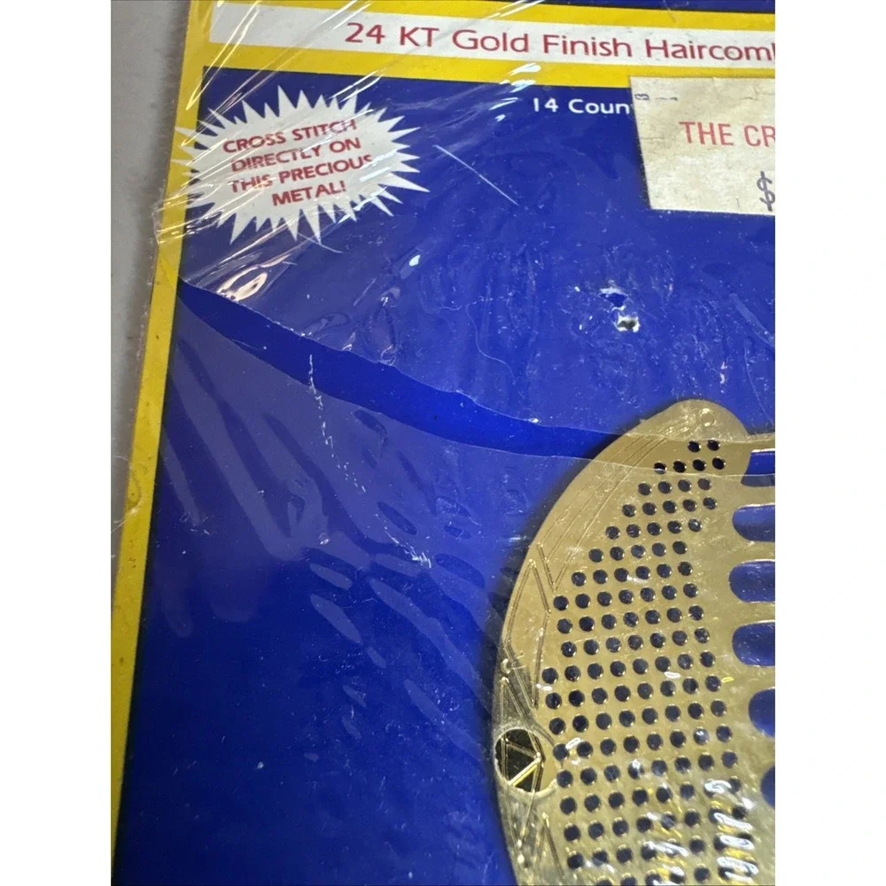 Vintage 1985 Gold'n Cross Stitch 24 KT Gold Finish Haircomb Needleform BRAND NEW